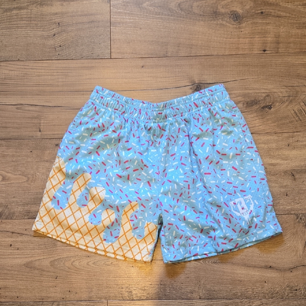 Stylish Blue Sprinkle Print Athletic Shorts